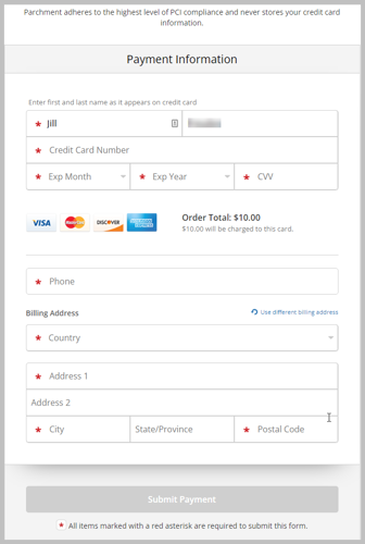 Parchment payment